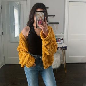Yellow cardigan